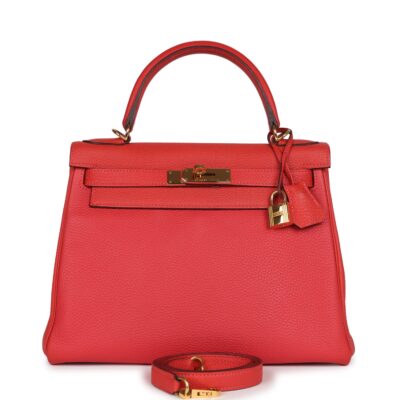 Hermes Kelly Retourne 28 Rouge Pivoine Togo GHW