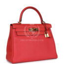 Hermes Kelly Retourne 28 Rouge Pivoine Togo GHW
