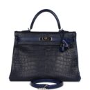 Hermes Kelly Retourne 35 Bleu Indigo Matte Alligator and Bleu Saphir Swift and Clemence PHW