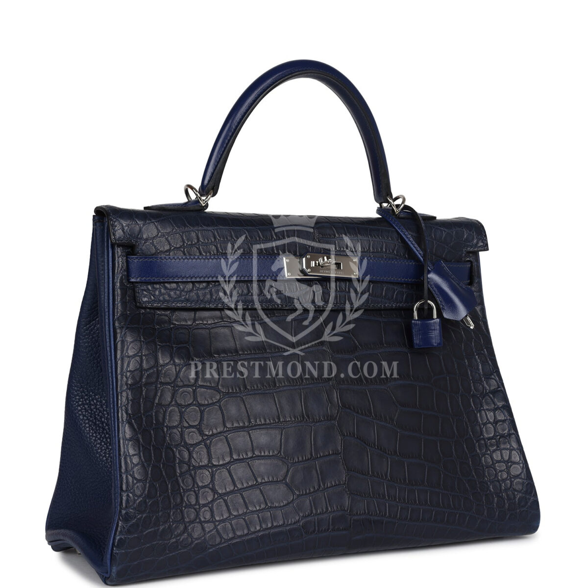 Hermes Kelly Retourne 35 Bleu Indigo Matte Alligator and Bleu Saphir Swift and Clemence PHW — изображение 2