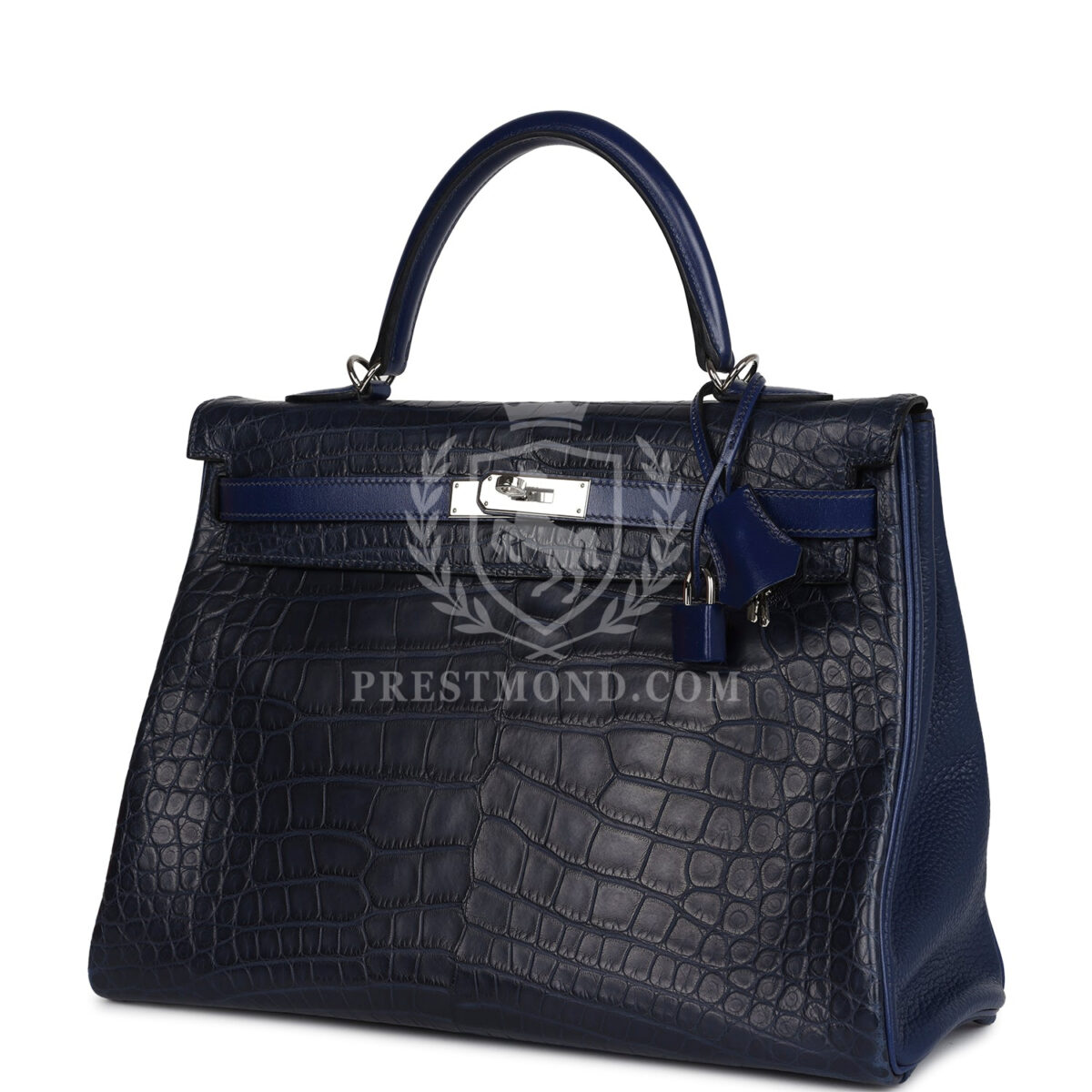 Hermes Kelly Retourne 35 Bleu Indigo Matte Alligator and Bleu Saphir Swift and Clemence PHW — изображение 5