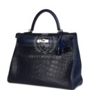 Hermes Kelly Retourne 35 Bleu Indigo Matte Alligator and Bleu Saphir Swift and Clemence PHW