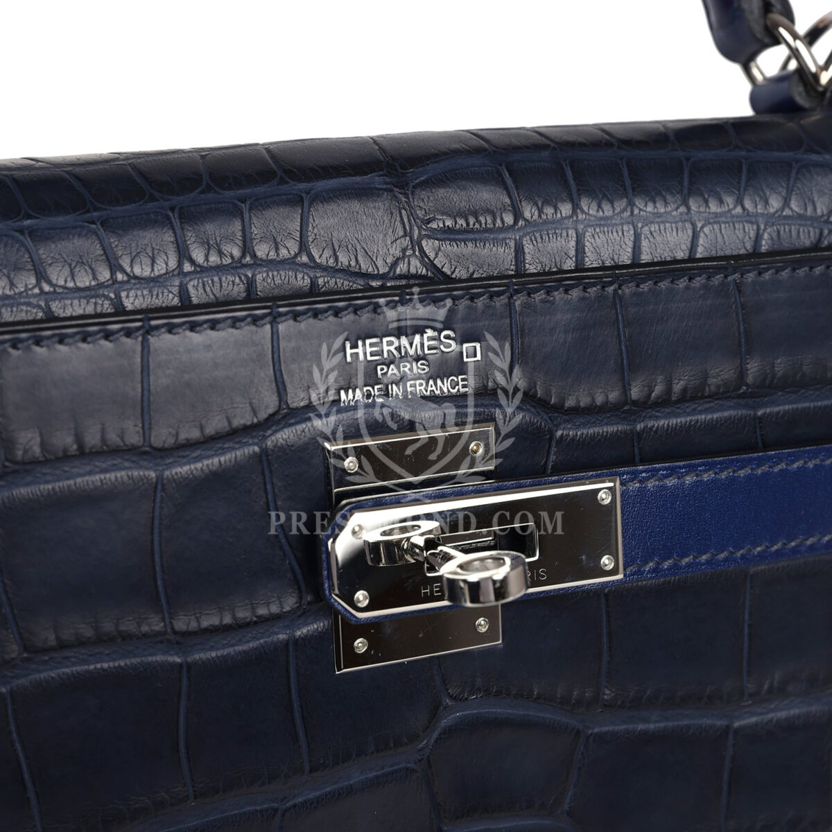 Hermes Kelly Retourne 35 Bleu Indigo Matte Alligator and Bleu Saphir Swift and Clemence PHW — изображение 7