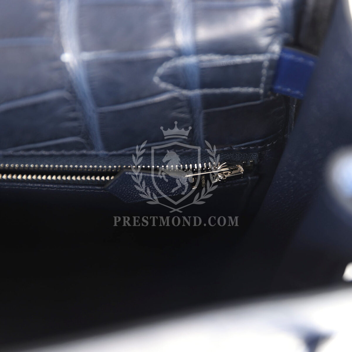 Hermes Kelly Retourne 35 Bleu Indigo Matte Alligator and Bleu Saphir Swift and Clemence PHW — изображение 9