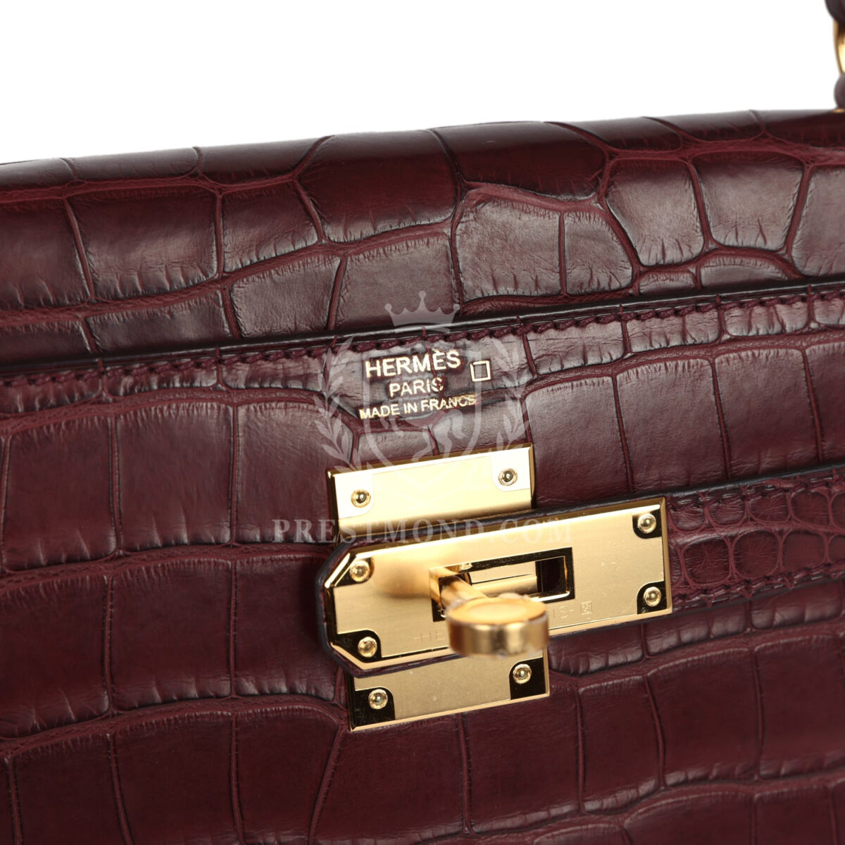 Hermes Kelly Retourne 28 Bordeaux Matte Alligator GHW — изображение 7