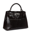 Vintage Hermes Kelly Sellier 28 Cocoan Shiny Niloticus Crocodile PHW