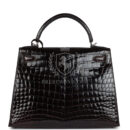 Vintage Hermes Kelly Sellier 28 Cocoan Shiny Niloticus Crocodile PHW