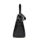 Hermes Special Order (HSS) Kelly Sellier 25 Black and Etoupe Chevre Mysore PBHW