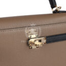 Hermes Special Order (HSS) Kelly Sellier 25 Black and Etoupe Chevre Mysore PBHW