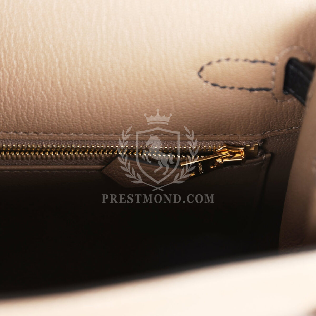 Hermes Special Order (HSS) Kelly Sellier 25 Black and Etoupe Chevre Mysore PBHW — изображение 9