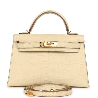 Hermes Kelly Sellier 20 Vanille Matte Alligator GHW