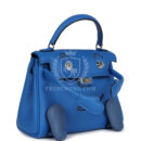 Hermes "Quelle Idolle" Kelly Doll Bleu Zellige and Bleu Agate Swift PHW