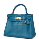Hermes Kelly Retourne 28 Bleu Izmir Tadelakt GHW