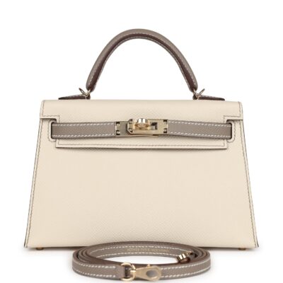 Hermes Special Order (HSS) Kelly Sellier 20 Craie and Gris Asphalte Epsom PBHW