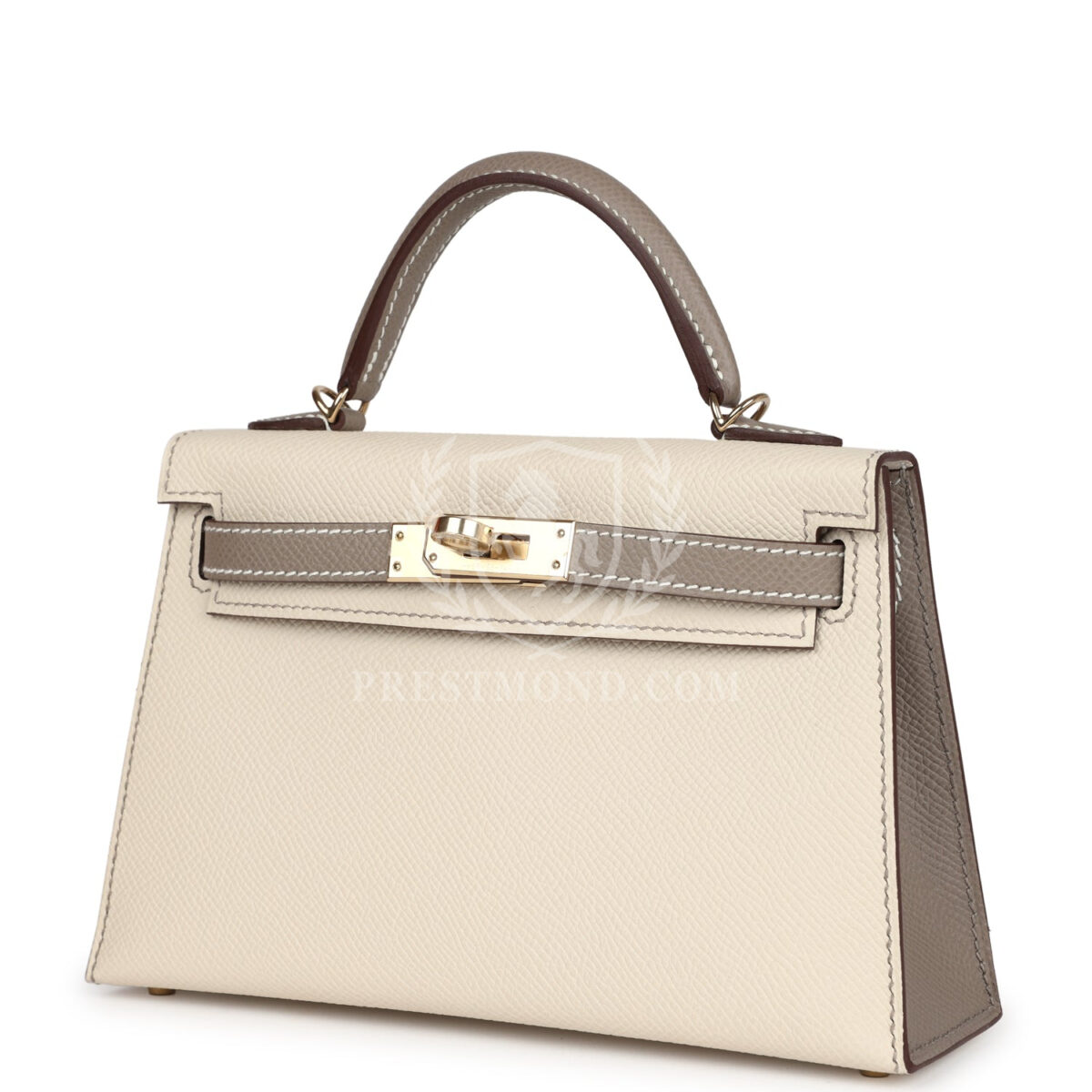 Hermes Special Order (HSS) Kelly Sellier 20 Craie and Gris Asphalte Epsom PBHW — изображение 5