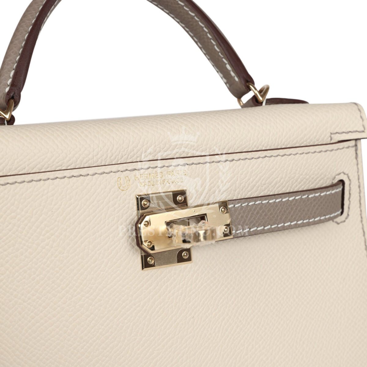 Hermes Special Order (HSS) Kelly Sellier 20 Craie and Gris Asphalte Epsom PBHW — изображение 7