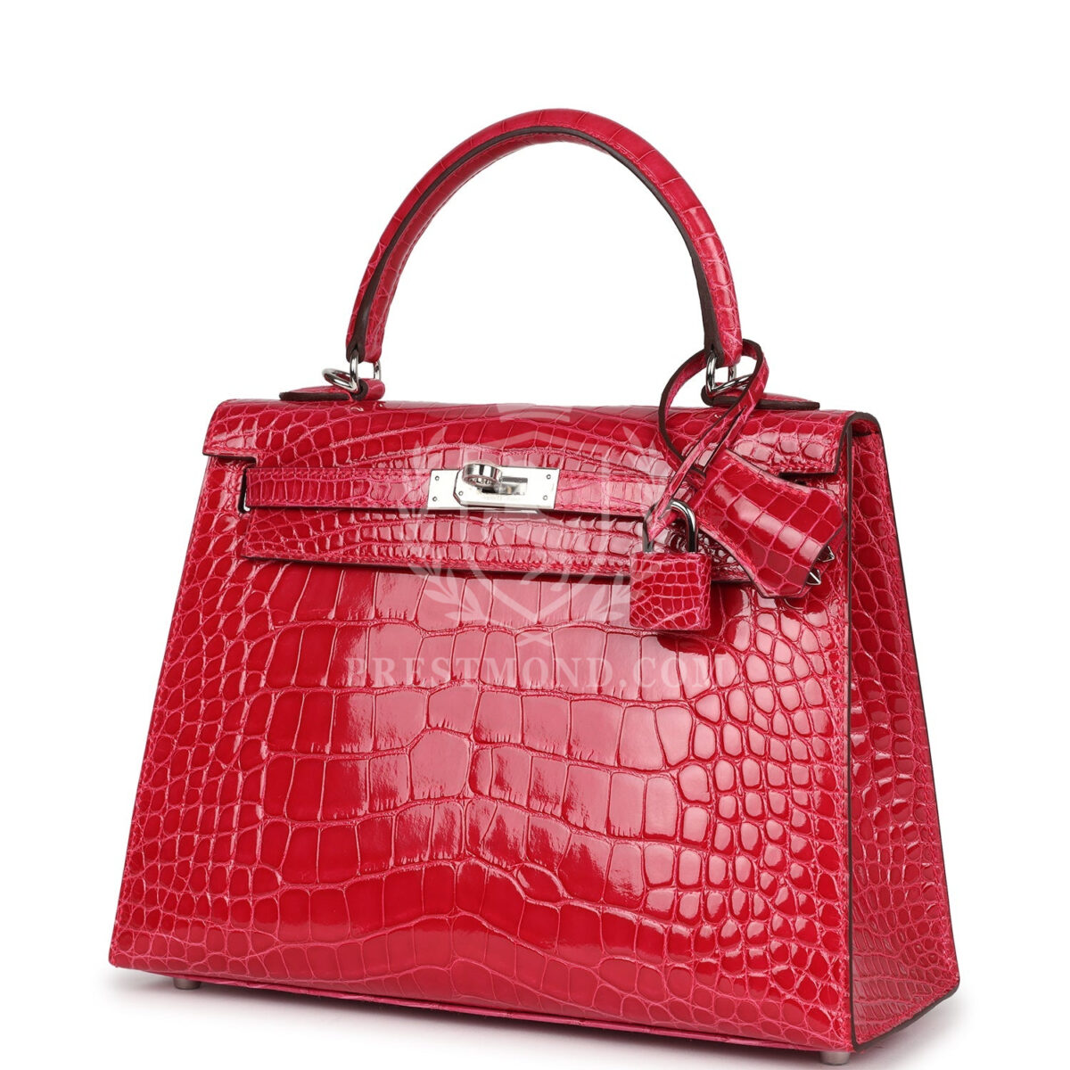 Hermes Kelly Sellier 25 Rose Extreme Shiny Alligator PHW — изображение 5
