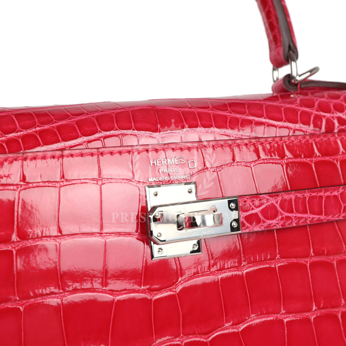 Hermes Kelly Sellier 25 Rose Extreme Shiny Alligator PHW — изображение 7
