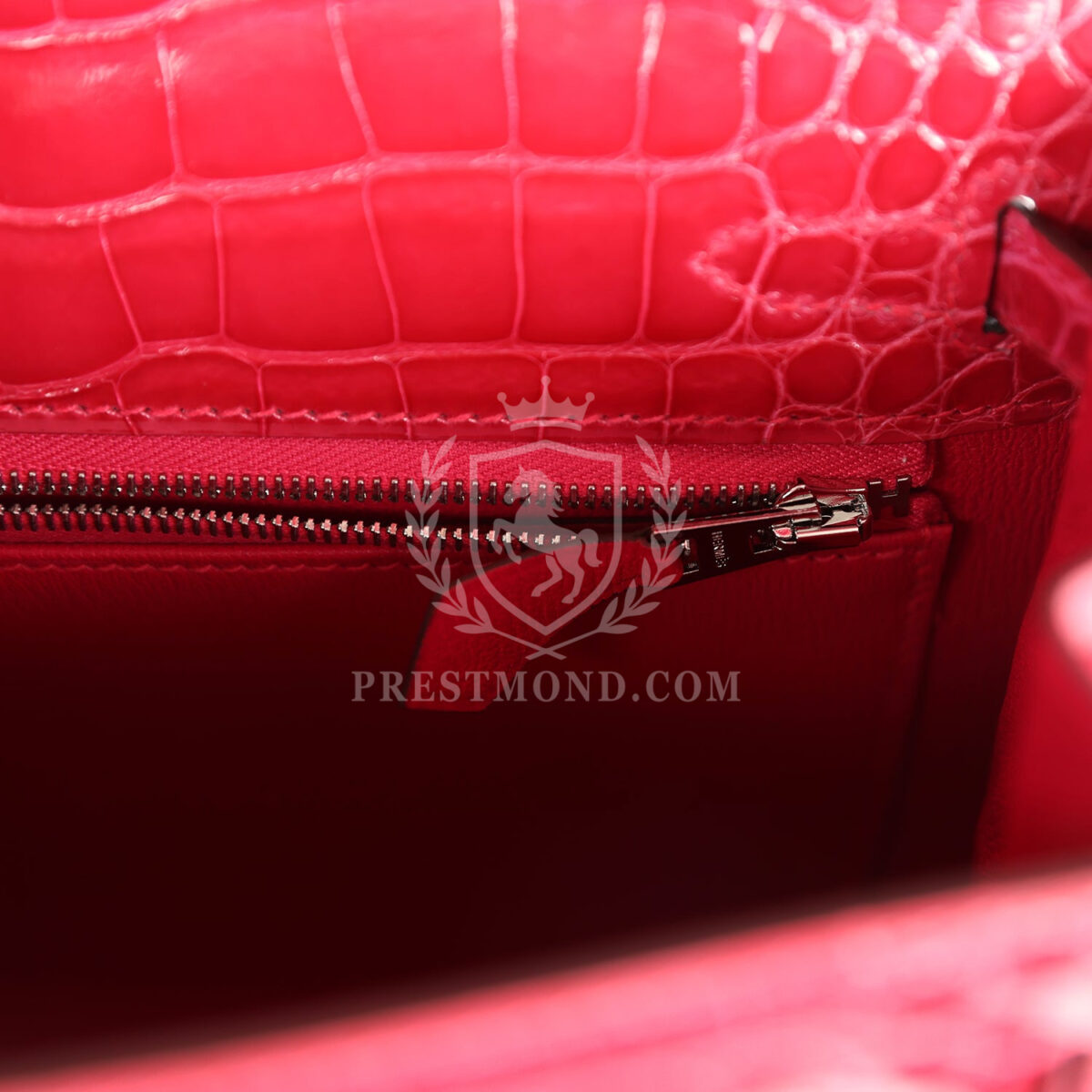 Hermes Kelly Sellier 25 Rose Extreme Shiny Alligator PHW — изображение 9