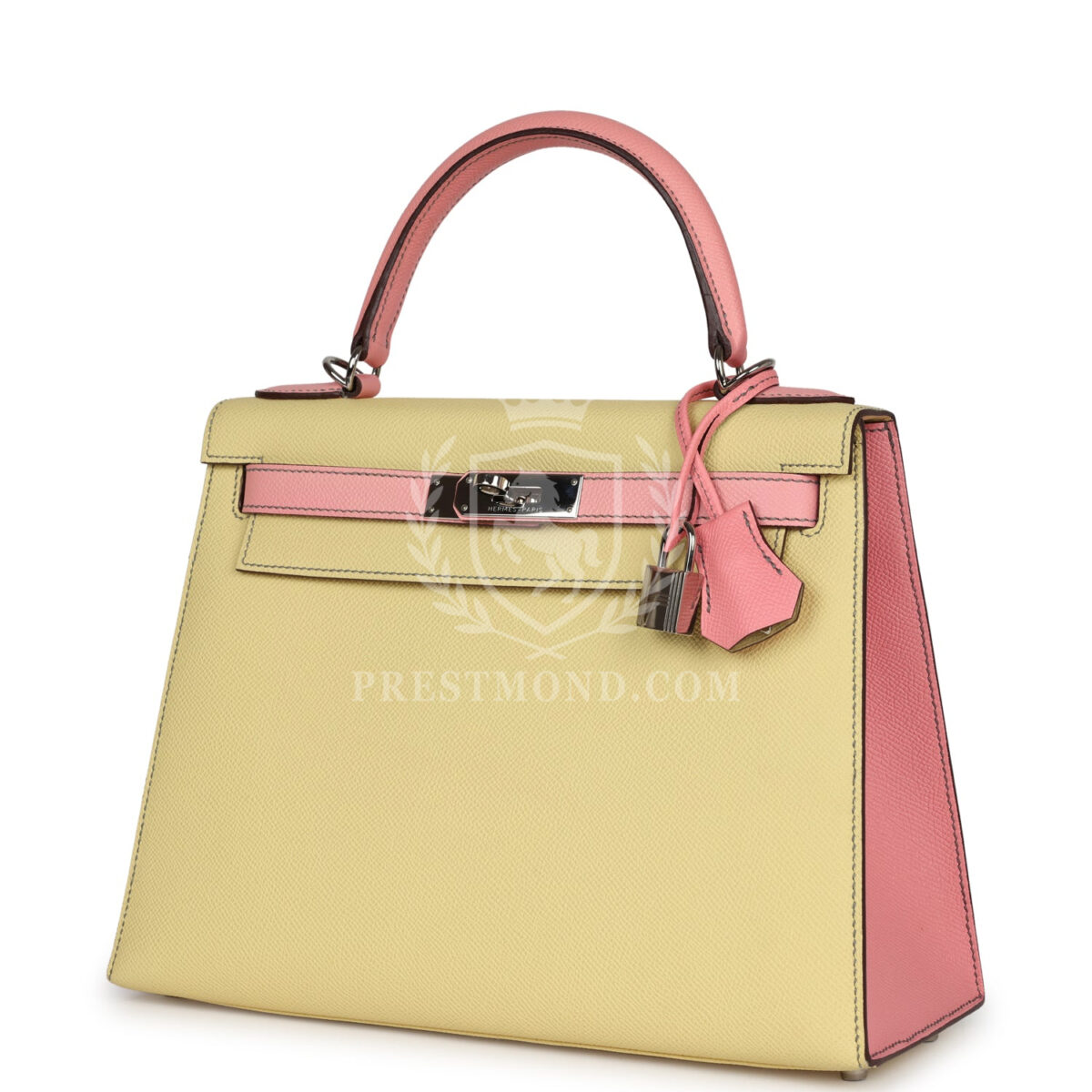 Hermes Special Order (HSS) Kelly Sellier 28 Rose Confetti and Jaune Poussin Epsom PHW — изображение 5