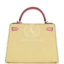 Hermes Special Order (HSS) Kelly Sellier 28 Rose Confetti and Jaune Poussin Epsom PHW