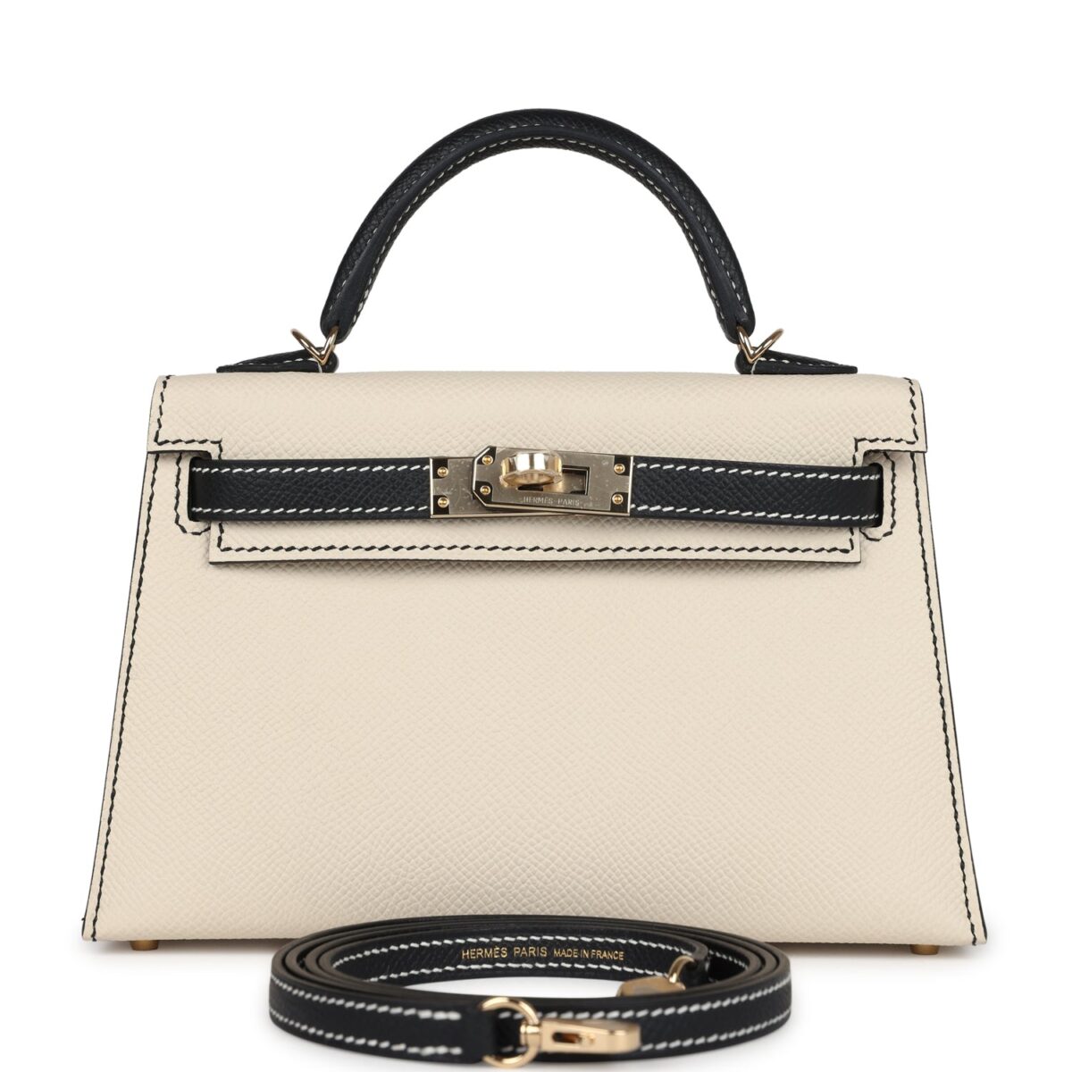 Hermes Special Order (HSS) Kelly Sellier 20 Craie and Black Epsom PBHW