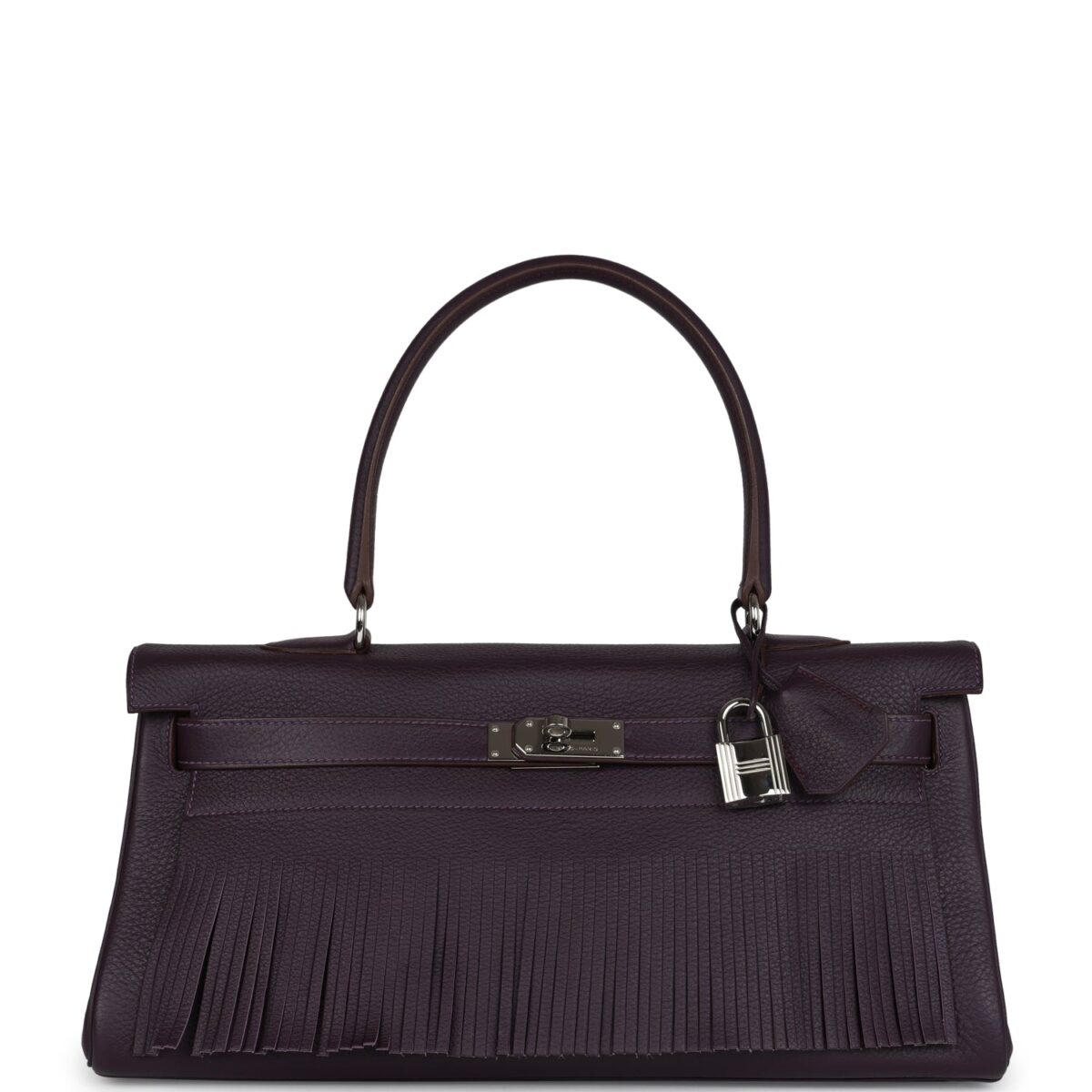 Vintage Hermes Fringe Shoulder Kelly 42 JPG Raisin Clemence PHW