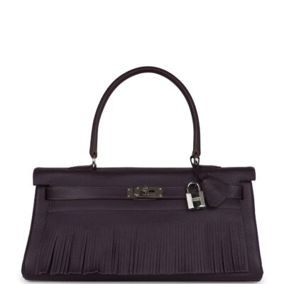 Vintage Hermes Fringe Shoulder Kelly 42 JPG Raisin Clemence PHW