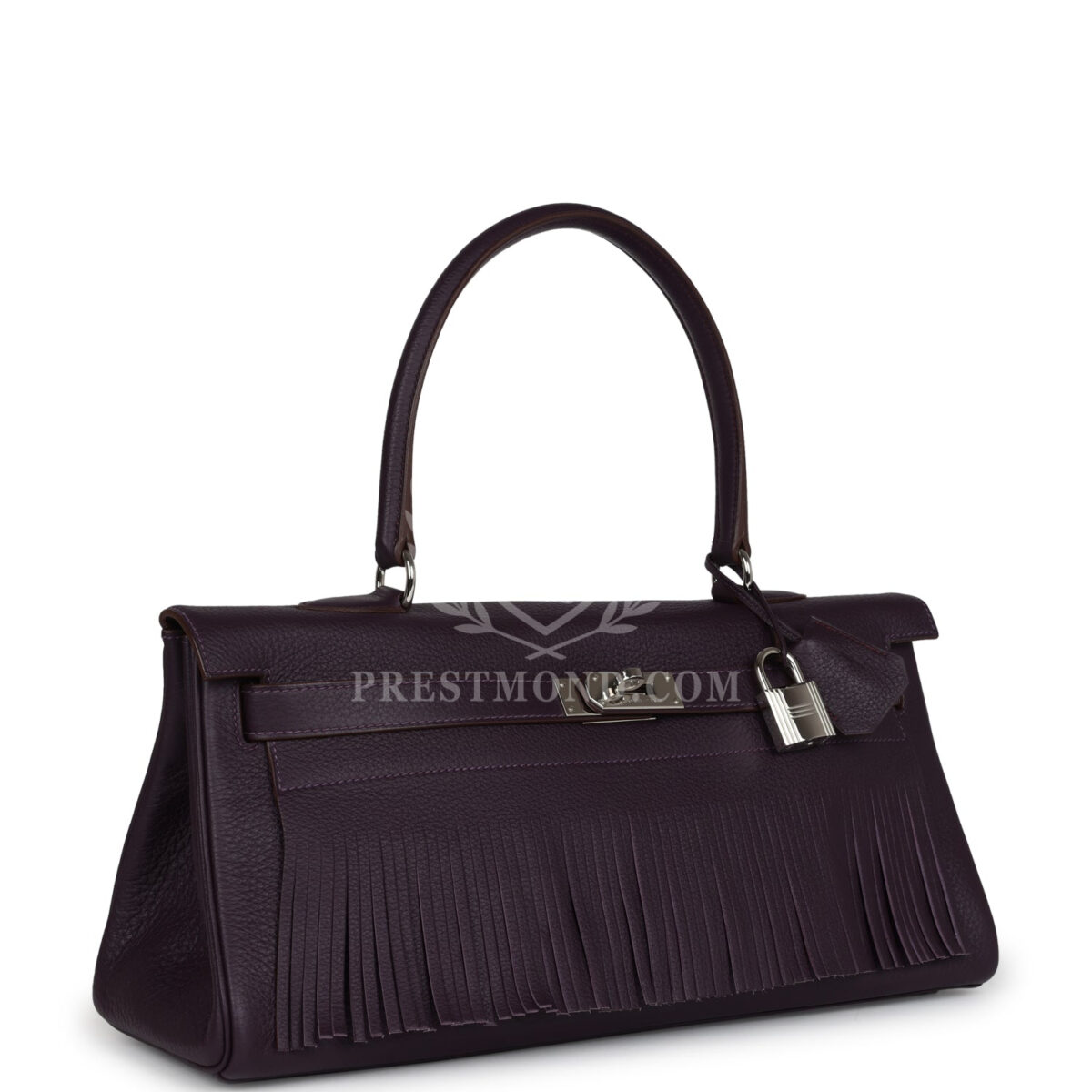 Vintage Hermes Fringe Shoulder Kelly 42 JPG Raisin Clemence PHW — изображение 2