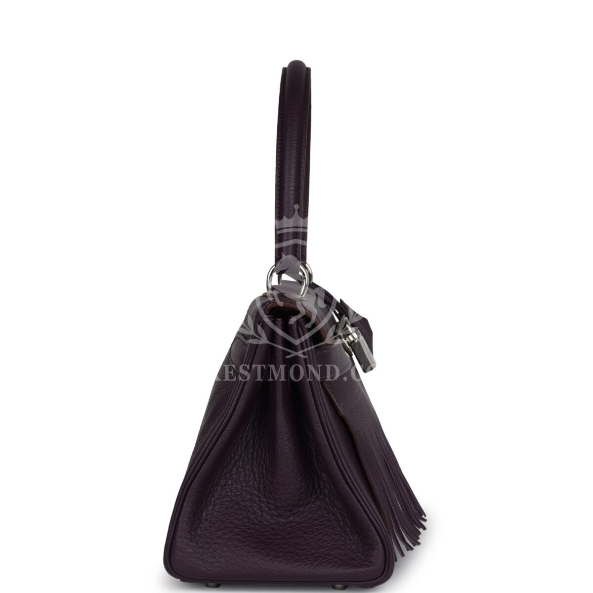 Vintage Hermes Fringe Shoulder Kelly 42 JPG Raisin Clemence PHW — изображение 3