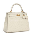 Hermes Special Order (HSS) Kelly Sellier 25 Beton Ostrich Verso Brushed GHW