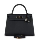Hermes Kelly Sellier 28 Black Epsom PBHW