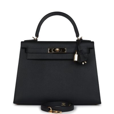 Hermes Kelly Sellier 28 Black Epsom PBHW