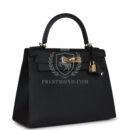 Hermes Kelly Sellier 28 Black Epsom PBHW