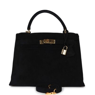 Vintage Hermes Kelly Sellier 28 Black Doblis GHW