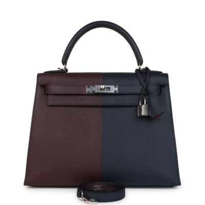 Hermes Kelly Sellier 28 Casaque Bleu Indigo and Rouge Sellier Epsom PHW