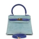 Vintage Hermes Kelly Sellier 20 Bleu Electric and Aqua Doblis GHW