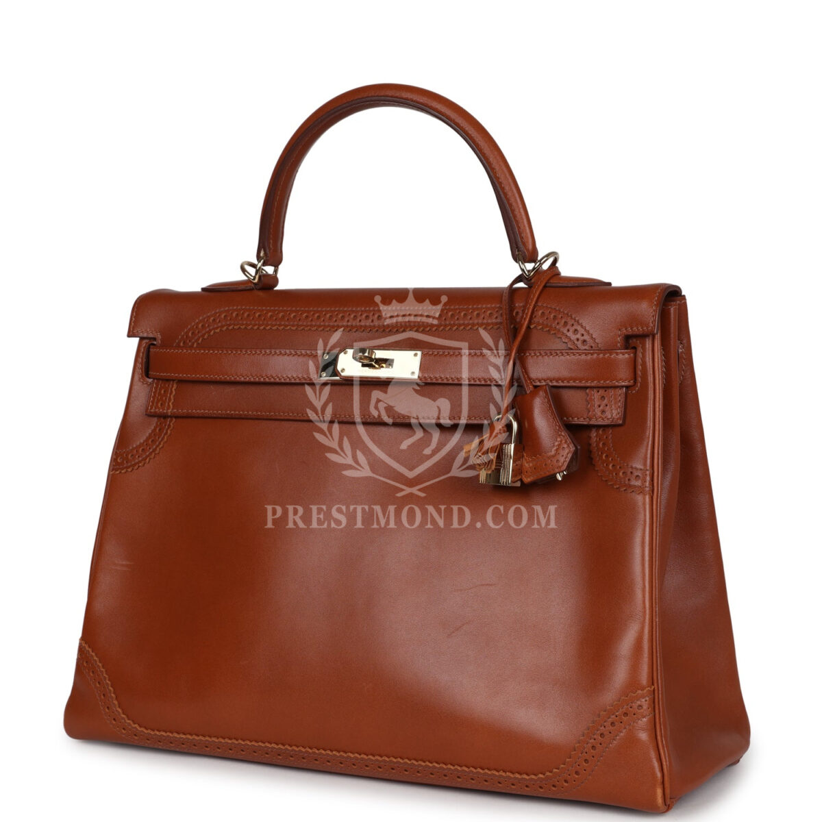 Hermes Ghillies Kelly Retourne 35 Fauve Tadelakt PBHW — изображение 5