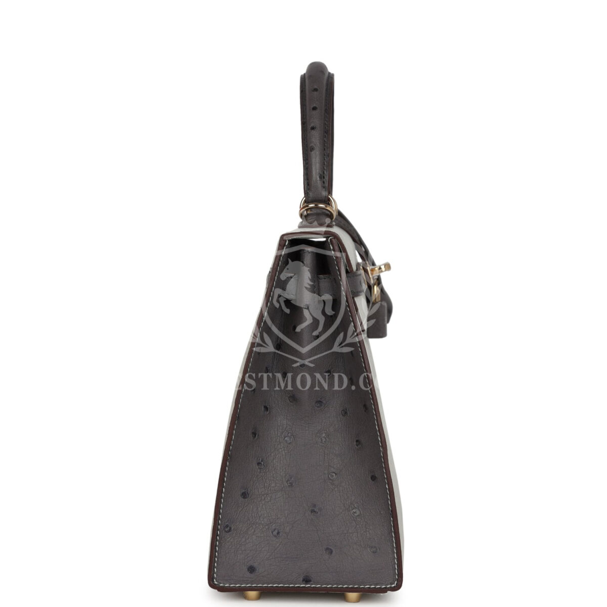 Hermes Special Order (HSS) Kelly Sellier 25 Gris Perle and Graphite Ostrich PBHW — изображение 3