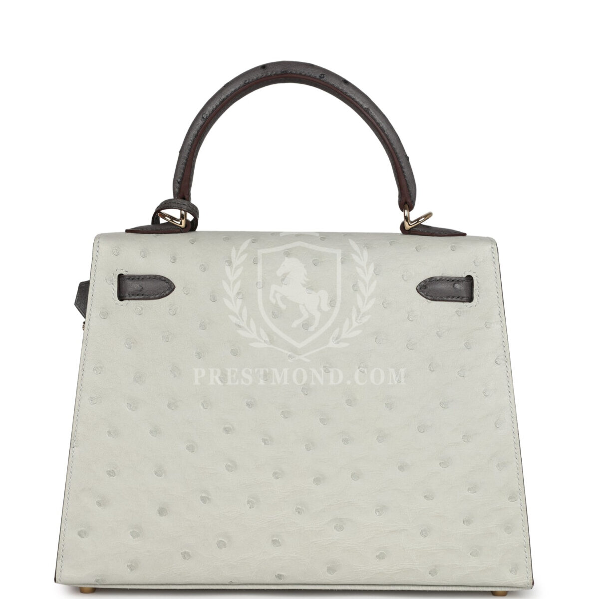 Hermes Special Order (HSS) Kelly Sellier 25 Gris Perle and Graphite Ostrich PBHW — изображение 4