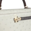 Hermes Special Order (HSS) Kelly Sellier 25 Gris Perle and Graphite Ostrich PBHW