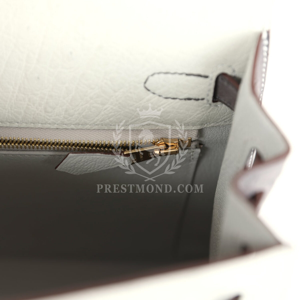 Hermes Special Order (HSS) Kelly Sellier 25 Gris Perle and Graphite Ostrich PBHW — изображение 9
