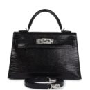 Hermes Kelly Sellier 20 Black Varanus Niloticus Lizard PHW