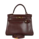 Vintage Hermes Kelly Retourne 28 Noisette Box GHW