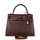 Vintage Hermes Kelly Sellier 28 Noisette Box GHW