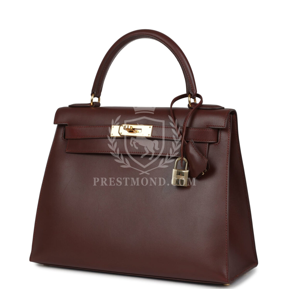 Vintage Hermes Kelly Sellier 28 Noisette Box GHW — изображение 5