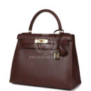 Vintage Hermes Kelly Sellier 28 Noisette Box GHW