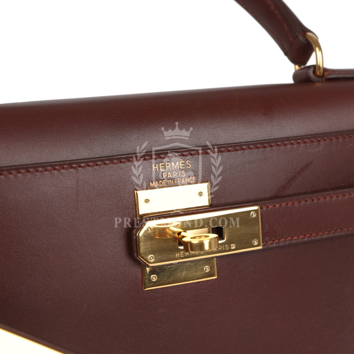 Vintage Hermes Kelly Sellier 28 Noisette Box GHW — изображение 7