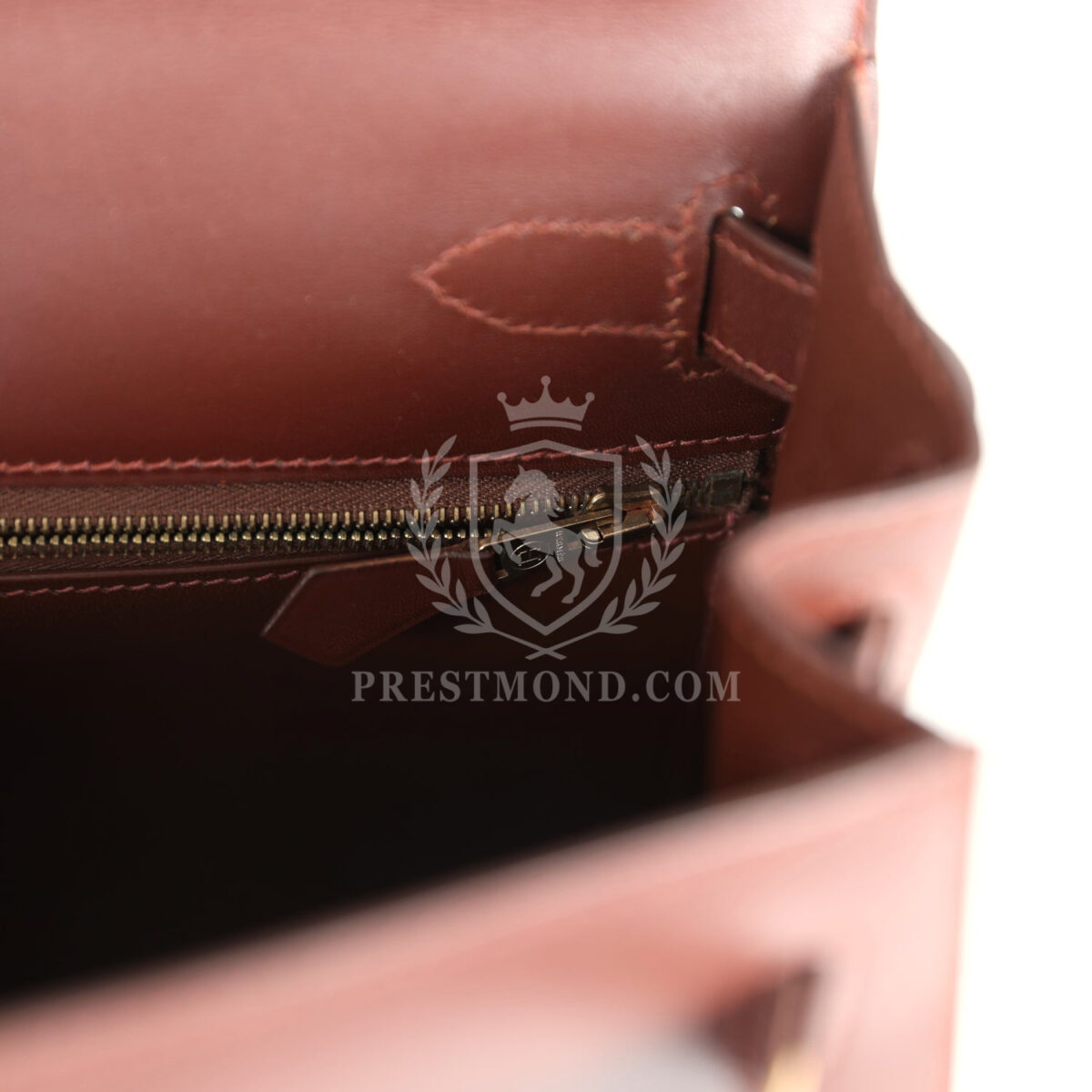 Vintage Hermes Kelly Sellier 28 Noisette Box GHW — изображение 9