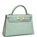 Hermes Kelly Sellier 20 Vert D'Eau Matte Alligator GHW